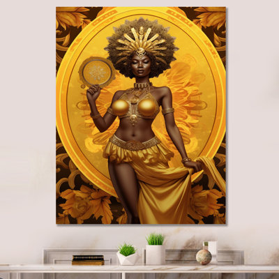Orisha Oshun avec miroir déesse africaine - art mural femme afro-américaine