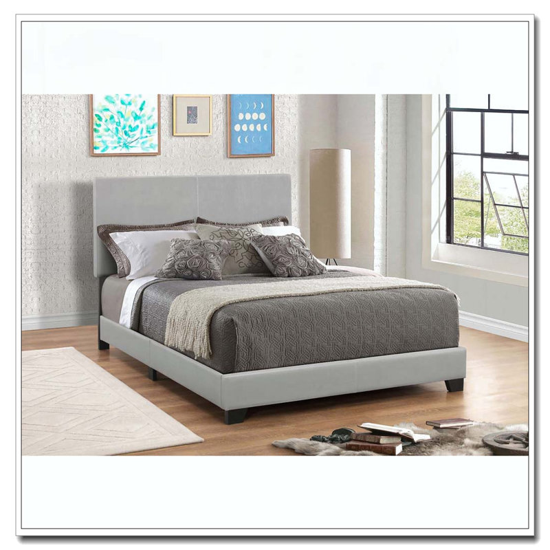 PU Leather Bed, Queen, Gray