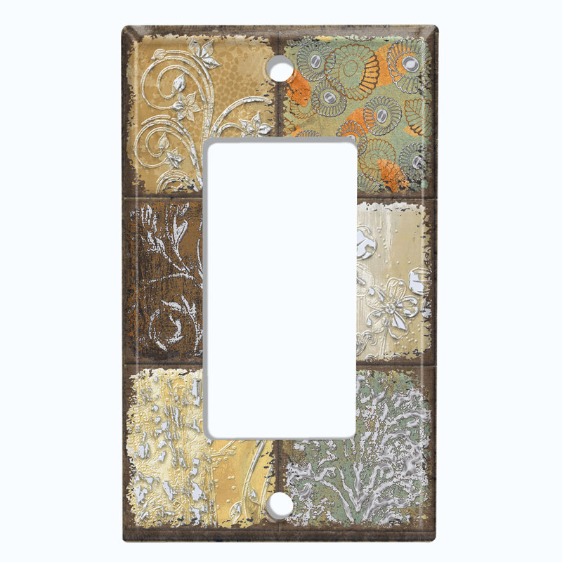 Flower Damask Faded Block Print 1-Gang Rocker Wall Plate