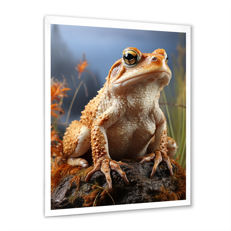 Portrait de grenouille classique sur toile, H 32 po x l 16 po x P 1 po, Cadre simple blanc