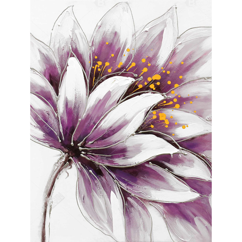 Fleur mauve - Art encadré pour décoration intérieure | Conception vibrante, H 49,25 po x l 37,25 po