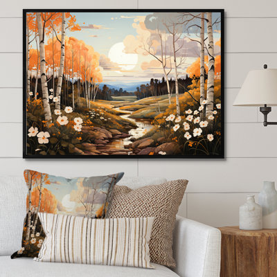 «Birch Woods Autumn Whispers II», reproduction sur toile