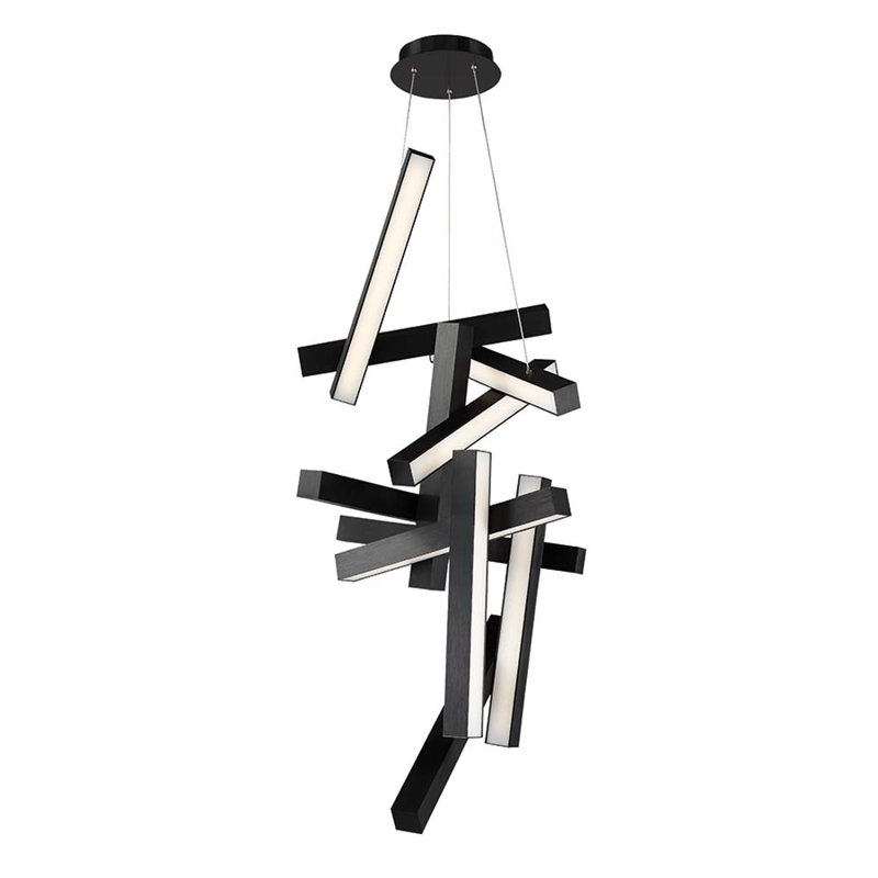 Chaos 12 - Light Dimmable Sputnik Modern Linear Chandelier, Black