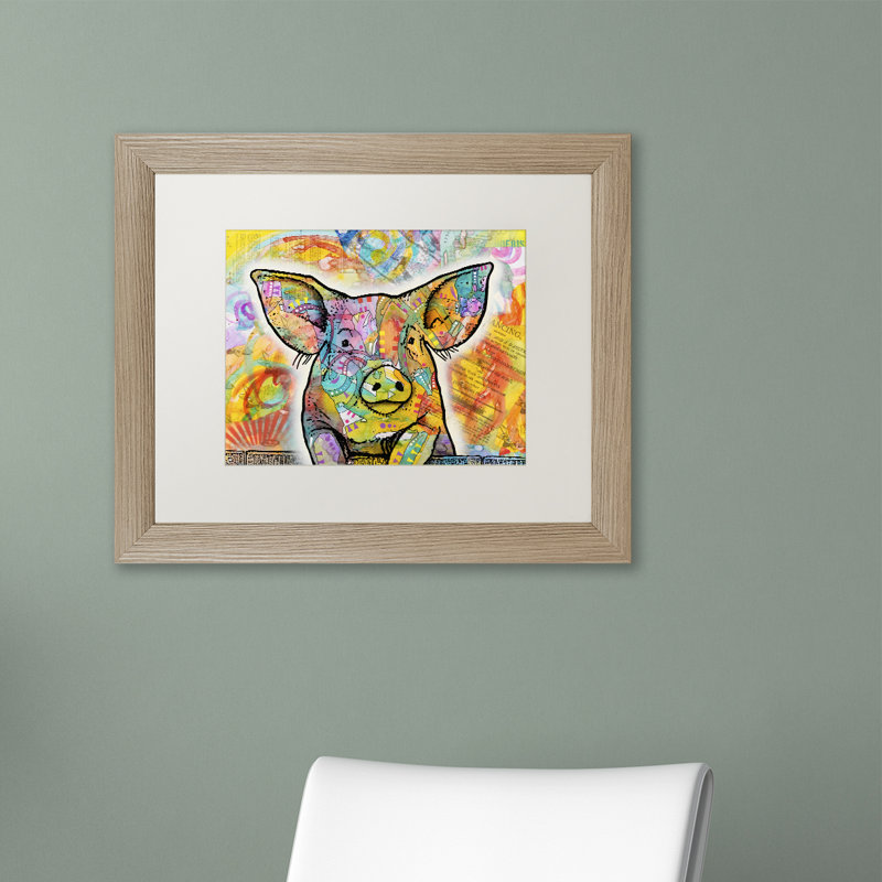 « the porc », impression encadrée sur toile, H 11 po x l 14 po x P 0,5 po, Noir, Toile avec cadre argenté