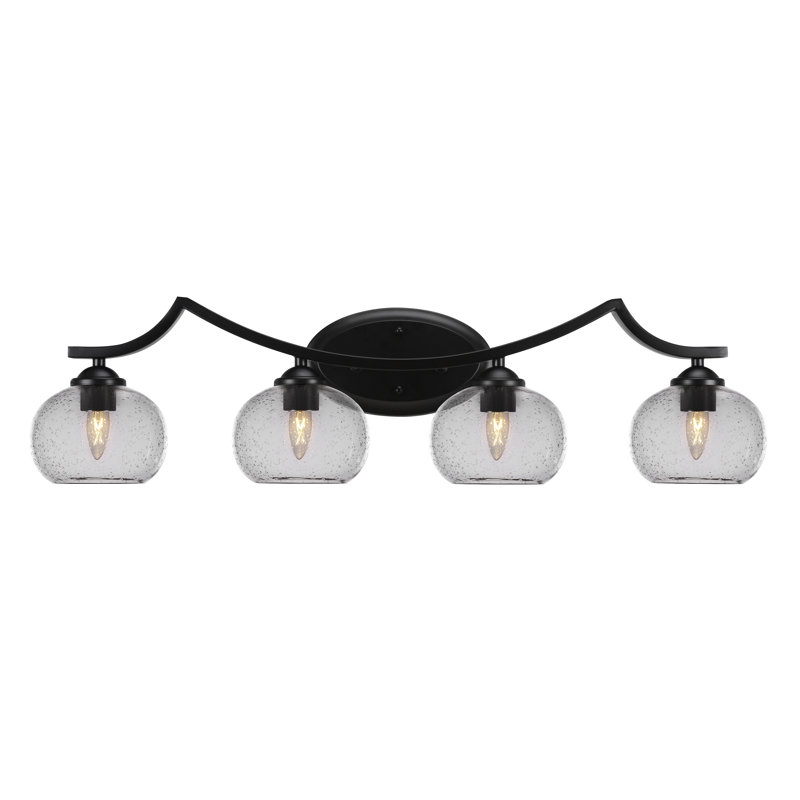 Barre d'éclairage de salle de bain 4 lumières Zilo, Blanc cassé, Noir mat