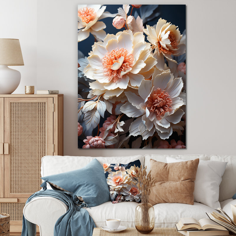 Pivoines Cattaleya, H 32 po x l 16 po x P 1 po, Toile tendue