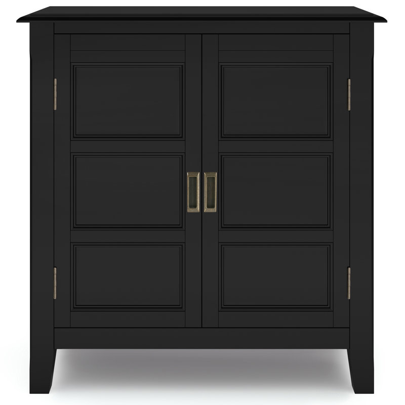 Burlington Black Solid Wood Low Storage Cabinet with Adjustable Shelves