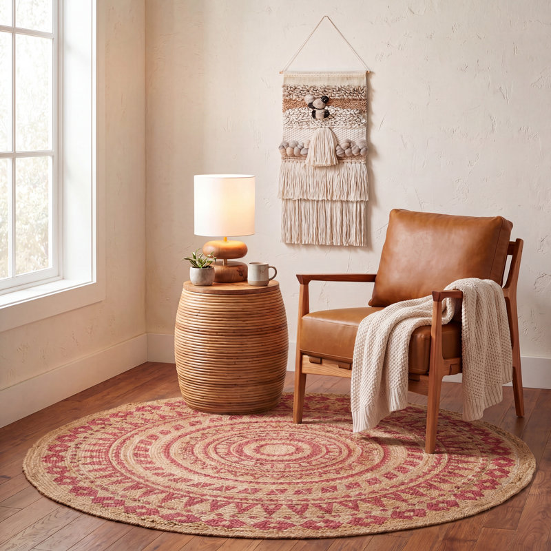 Devaughn Hand Woven Jute Southwestern Rug, Round 6' x 6'