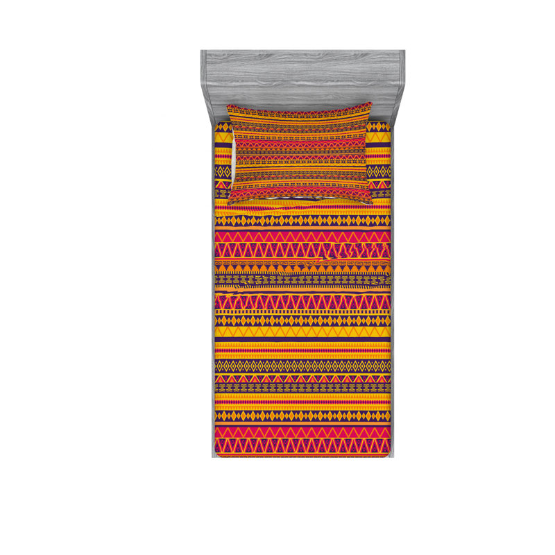 Microfiber Ikat Sheet Set, Twin XL Sheet Set with Fitted Sheet