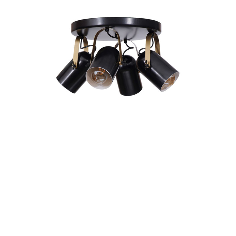 Lustre, Noir et or, 4 étages, Quatre lumières
