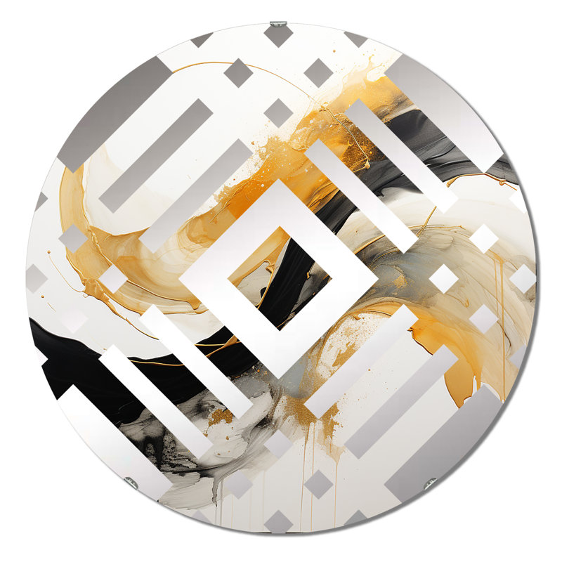 Miroir décoratif immersion dansant aquarelle en or et jaune - diamant, 31,4 po x 31,4 po