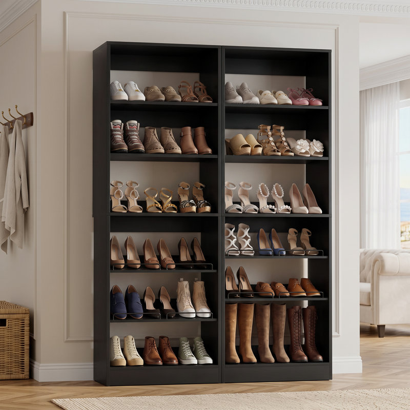 Système d'organisation 25 po, tablettes de rangement pour chaussures autoportantes, Noir