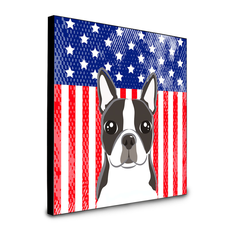 « american flag », art encadré Macomb, Boston-terrier