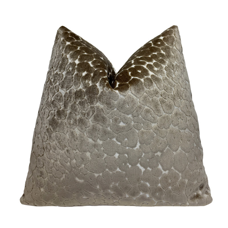 Animal Print Velvet Throw Pillow Cover, 20"H x 20"W, Mushroom