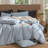 MooMee Wavy Striped Duvet Cover Set 100% Washed Cotton Linen Like Textured Breathable Lightweight-107521574-120285964