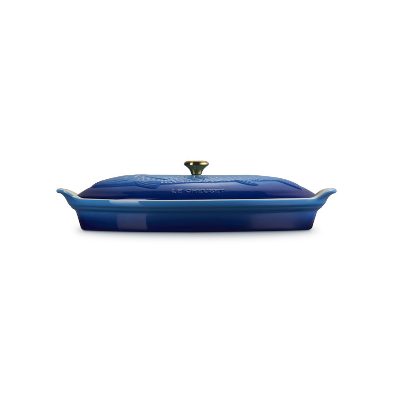 Le Creuset Stoneware Heritage Fish Baker, 1.7 Qt. - Cerise, Blue