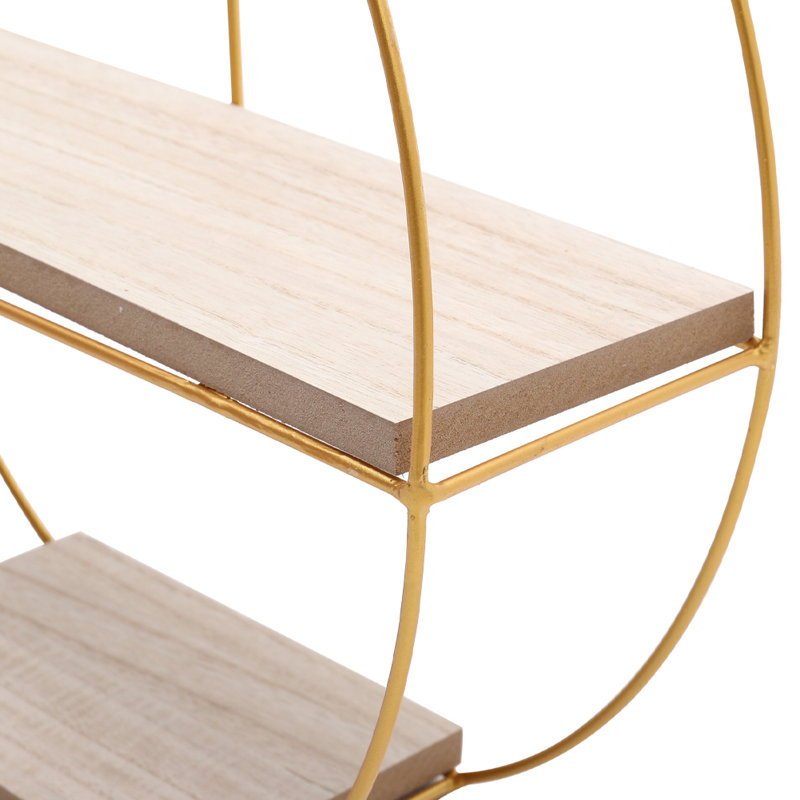 Groth 2 Piece Circle Accent Shelf with Adjustable Shelves, Gold