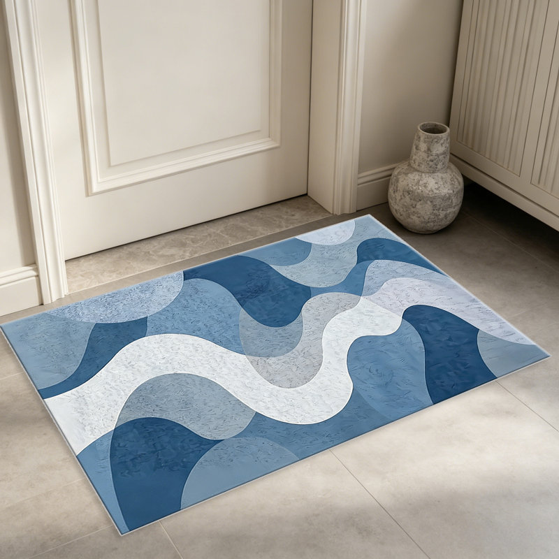 Blue Haze Wave Abstract area rugs for Living Room, Soft and Comfortable, Suitable for all seasons, easy to maintain, machine washable Indoor floor mat, Under Table Farmhouse suitable for Bedroom, Dining Room, Study, Patio, Balcony, Home Decor