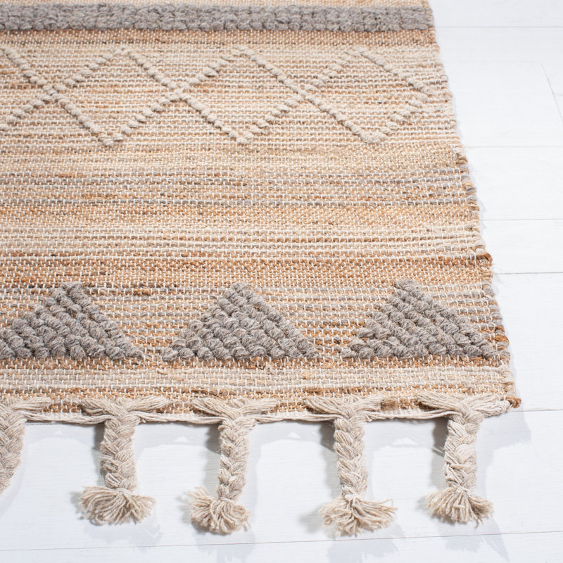 Dalke Southwestern Handmade Flatweave Natural/Beige/Gray Area Rug, Square 6'