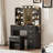 Vanity Table With Mirror And Lights, Vanity Desk And Cushioned Stool Set With Charging Station, Storage Drawers And Transparent Tabletop For Women  Bedroom-1351087976