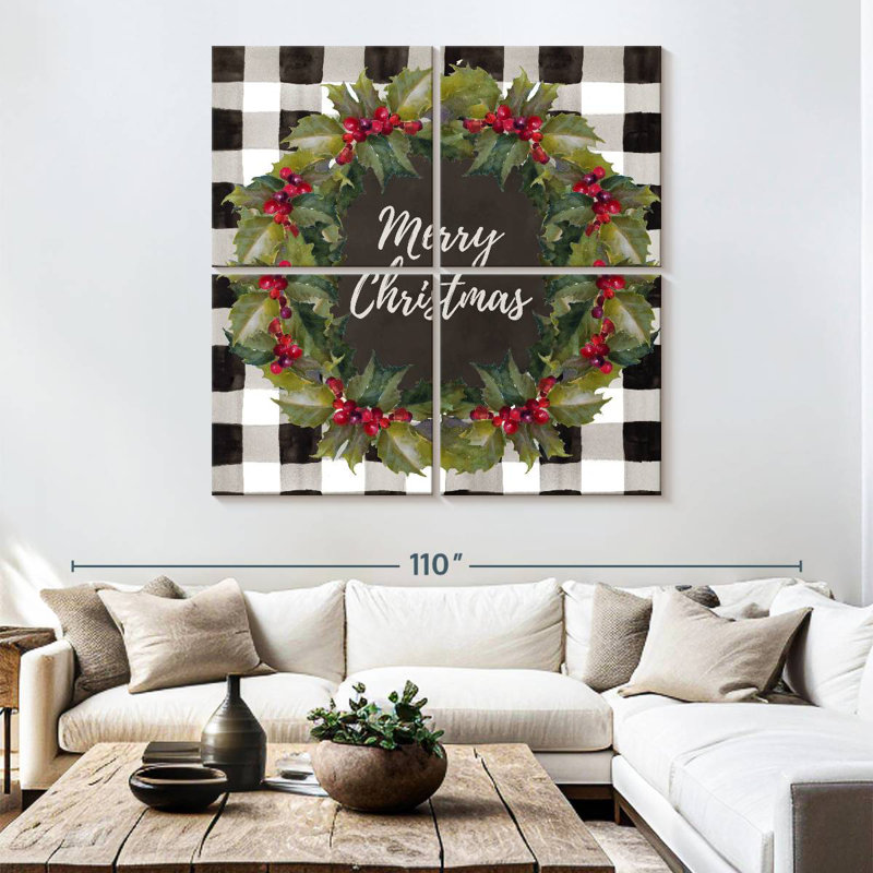 Couronne de Noël à carreaux Lelend Buffalo, H 74 po x l 74 po