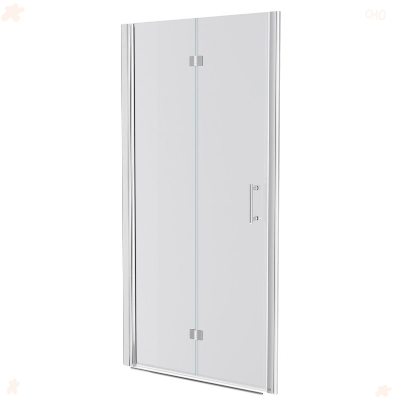 Porte de douche pliante sans cadre avec verre trempé l 32 po x H 72 po, Chrome chrome