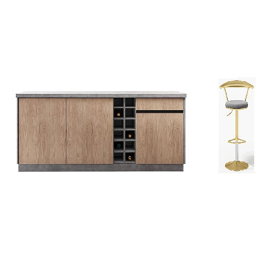 72" Kitchen Island with Seating and Wine Storage,Island Table with 4 Swivel Bar Stools,Multi-Storage And Led Light