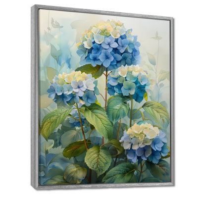 Bleu et vert jardin fleuri hortensia II - hortensia art mural
