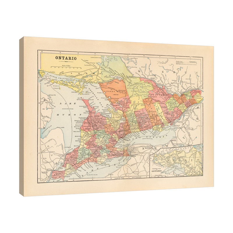 «Map of Ontario» par Wild Apple Portfolio - impression sur toile tendue, H 32 po x l 40 po x P 1,5 po