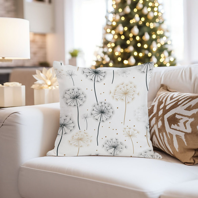 Botanical Dandelions Pattern IV Pillow Cover, 20"H x 20"W