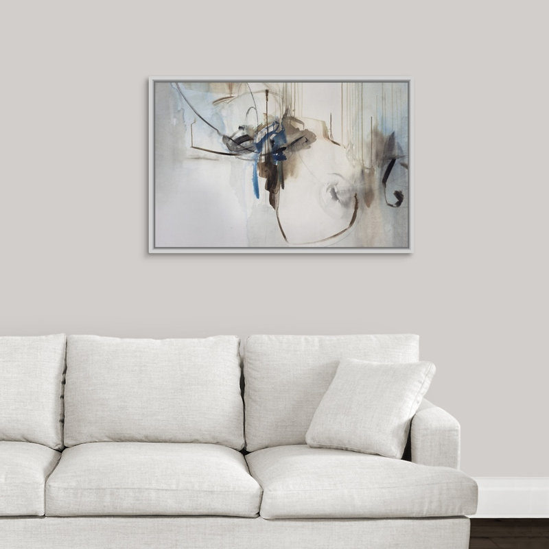 « fraîche filigranes », peinture sur toile, Cadre flottant blanc, H 25,7 po x l 37,7 po x P 1,75 po