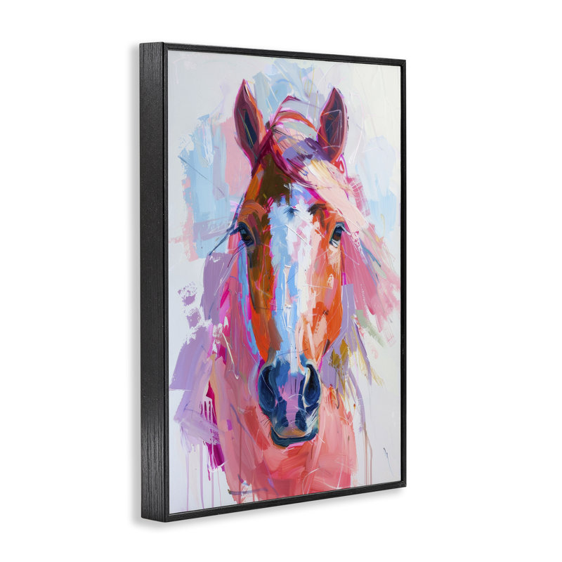 «Sunset Horse Visage», estampe numérique par Petal Prints Design, H 18 po x l 12 po, Giclée encadrée noir minuit