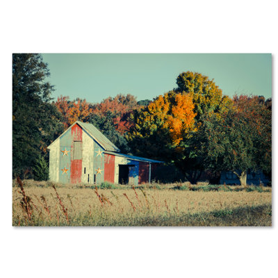Keona Patriotic Barn in Field, reproduction de photo sur toile tendue