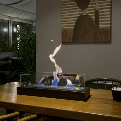 Wood Bio-Ethanol Tabletop Fireplace with Flame Guard