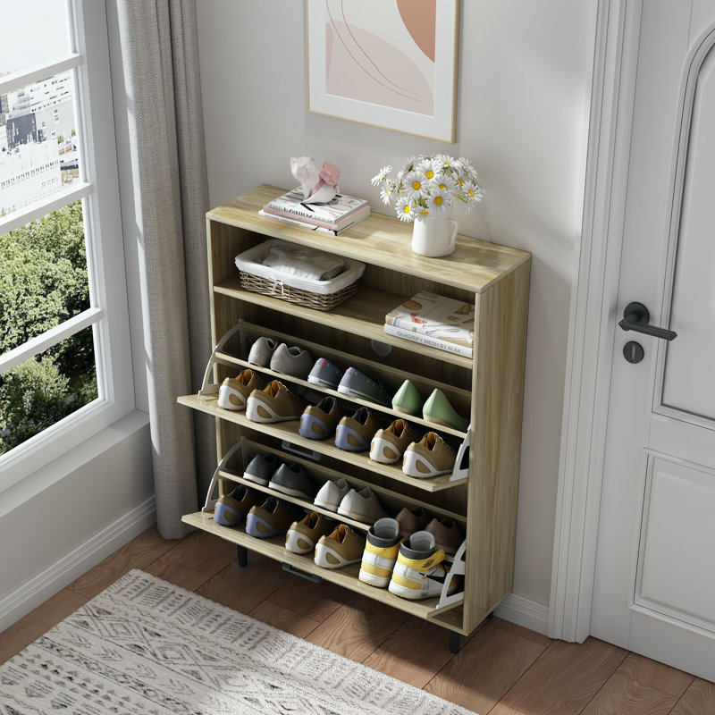 Armoire de rangement pour chaussures Farmhouse, Bois naturel