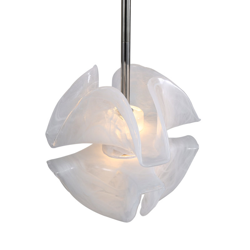 Luminaire suspendu 2 lumières DEL Brower en nickel poli avec abat-jour en verre glacé Brower