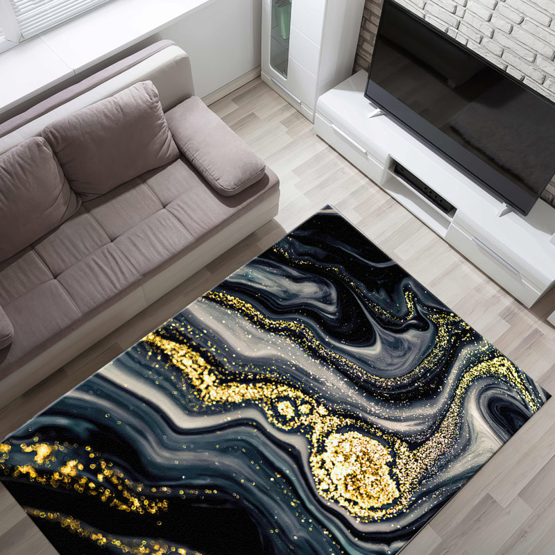 Non-Woven Thin Type Abstract Circles Printed Rug Perfect for Adding Vibrant Aesthetic to Indoor Spaces