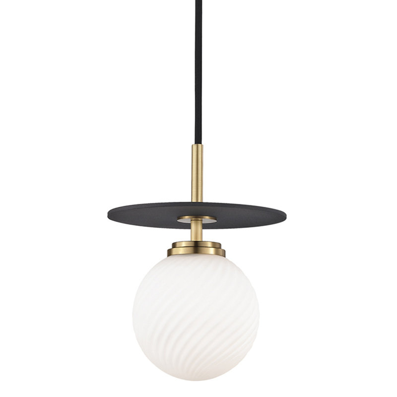 Ellis 1 Light Pendant, Aged Brass/Black, 9.25" H x 7" W x 7" D