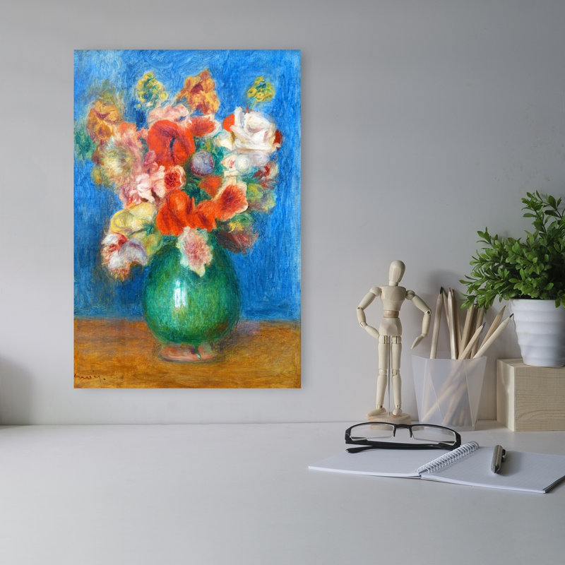 Vase avec fleurs, impression d'art contemporain classique coloré, H 18 po x l 12 po