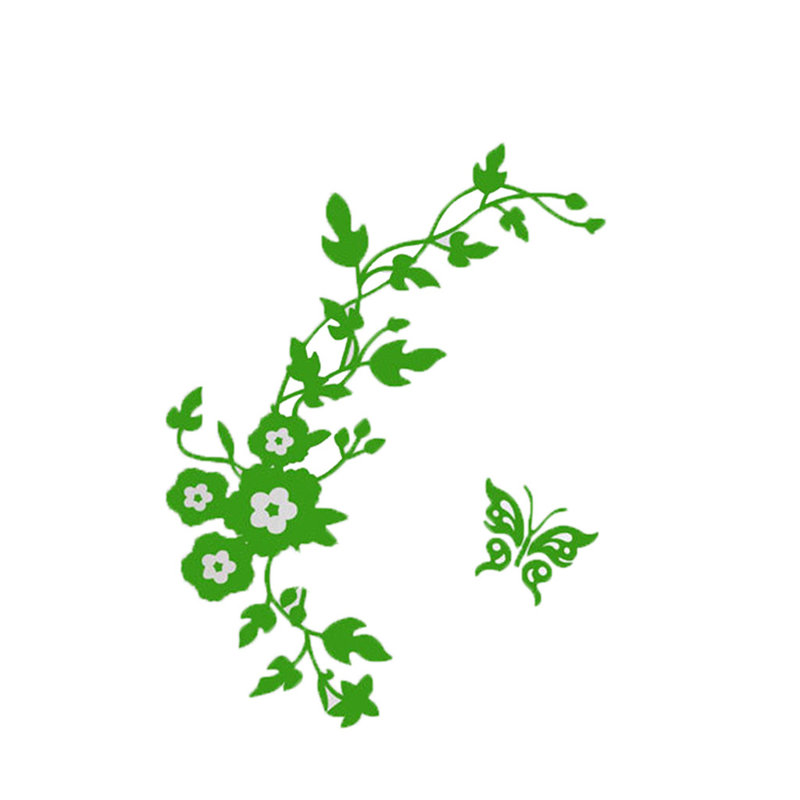 Autocollant mural de siège de toilette fleur, 13'' H x 0.79'' W, Green