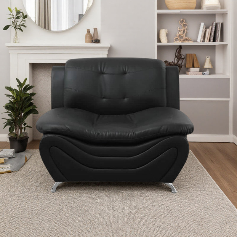 Fauteuil d'appoint 42 po en similicuir respirant, Noir