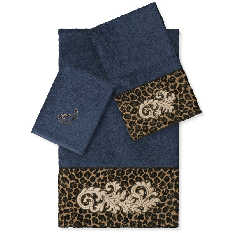  3 Piece Turkish Cotton Towel Set, Midnight Blue
