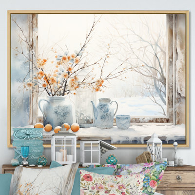 «Cottage In Winter Window Charm III», art mural fenêtres de ferme