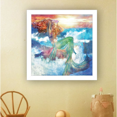 Sunset Mermaid Framed Wall Art for Living Room Wall Decor Framed Print by Bluebird Barn Group