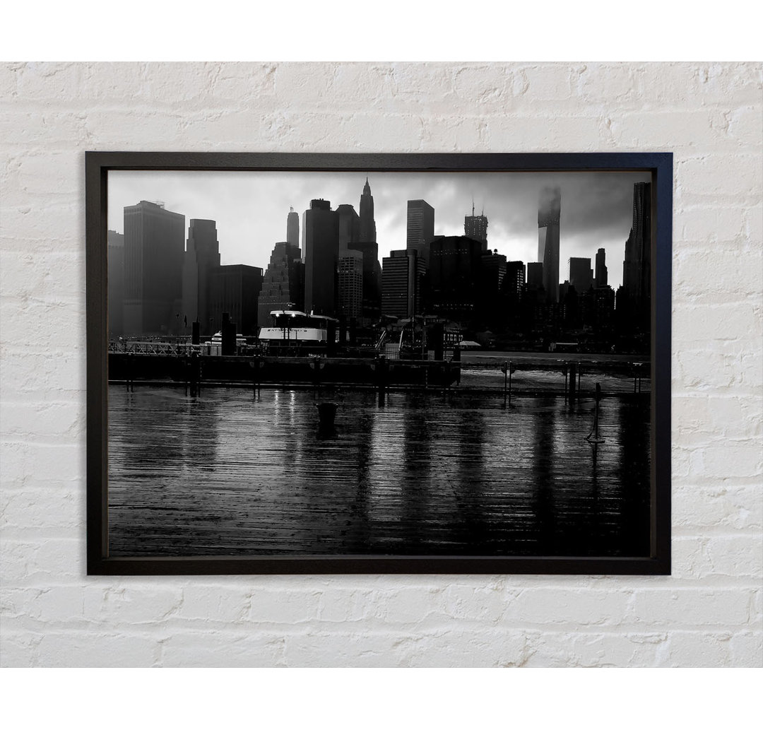 Hudson River New York B N W - Einzelner Bilderrahmen Kunstdrucke auf Leinwand