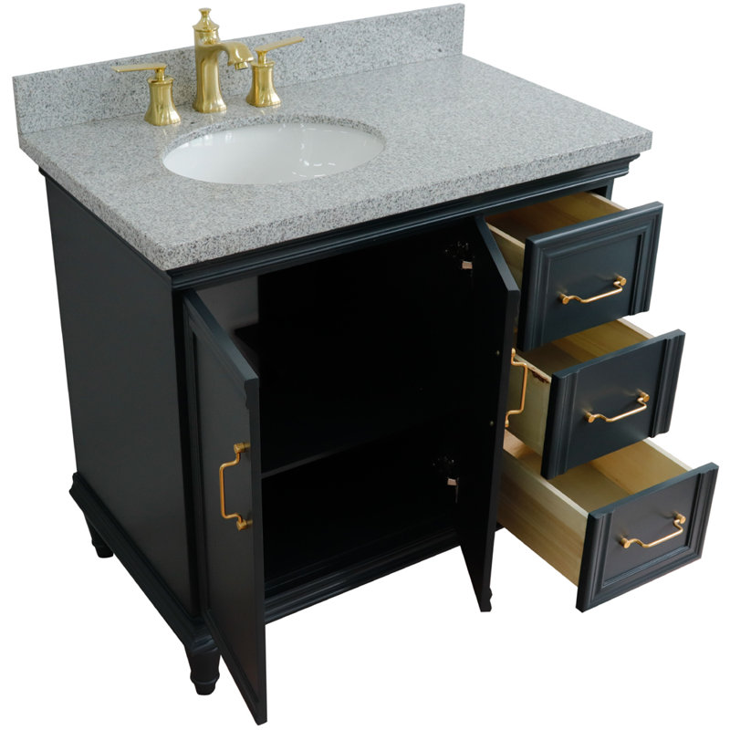 Ensemble de meuble-lavabo simple 37 po Lingerfelt, Gris foncé, gris