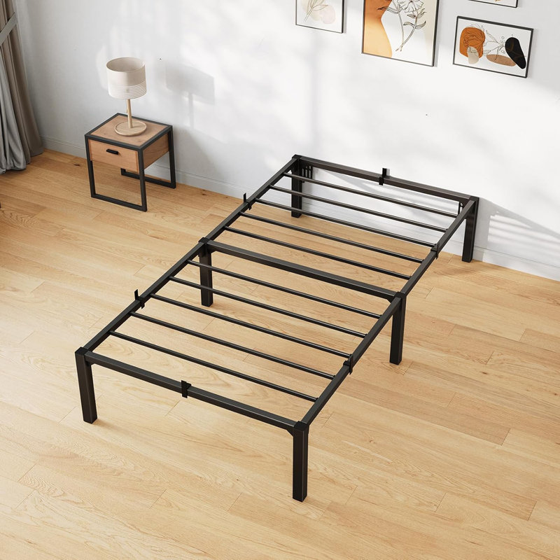 Bed Frame, Heavy Duty Metal Platform Bed Frame with Durable Iron Slat Support and Legs, No Box Spring Required, No Screws Needed, Support Up to 800 Lbs