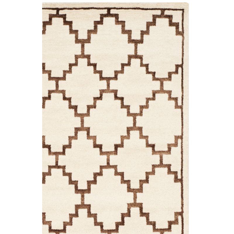 Tapis géométrique en laine et viscose noué à la main Mosaic, Rectangle 6 pi x 9 pi