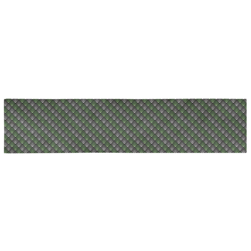 Chemin de table géométrique Avicia, 91,5 po x 17,5 po, Polyester, Vert / Gris