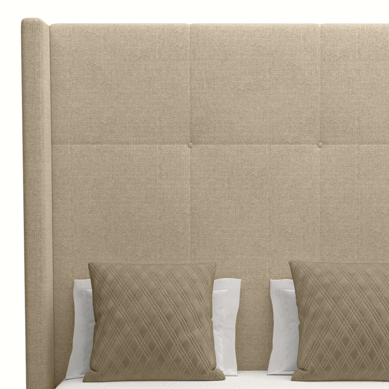 Lit tapissier standard Esparto, Très grand lit californien taille haute, Revolution® graine de lin